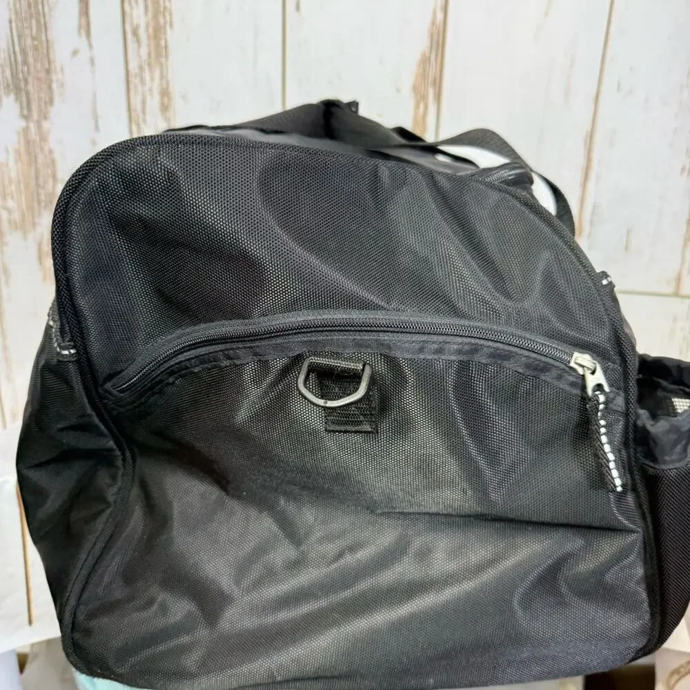 Eddie Bauer Black Carry On Duffel Bag with Blue Logo, Good used condition!